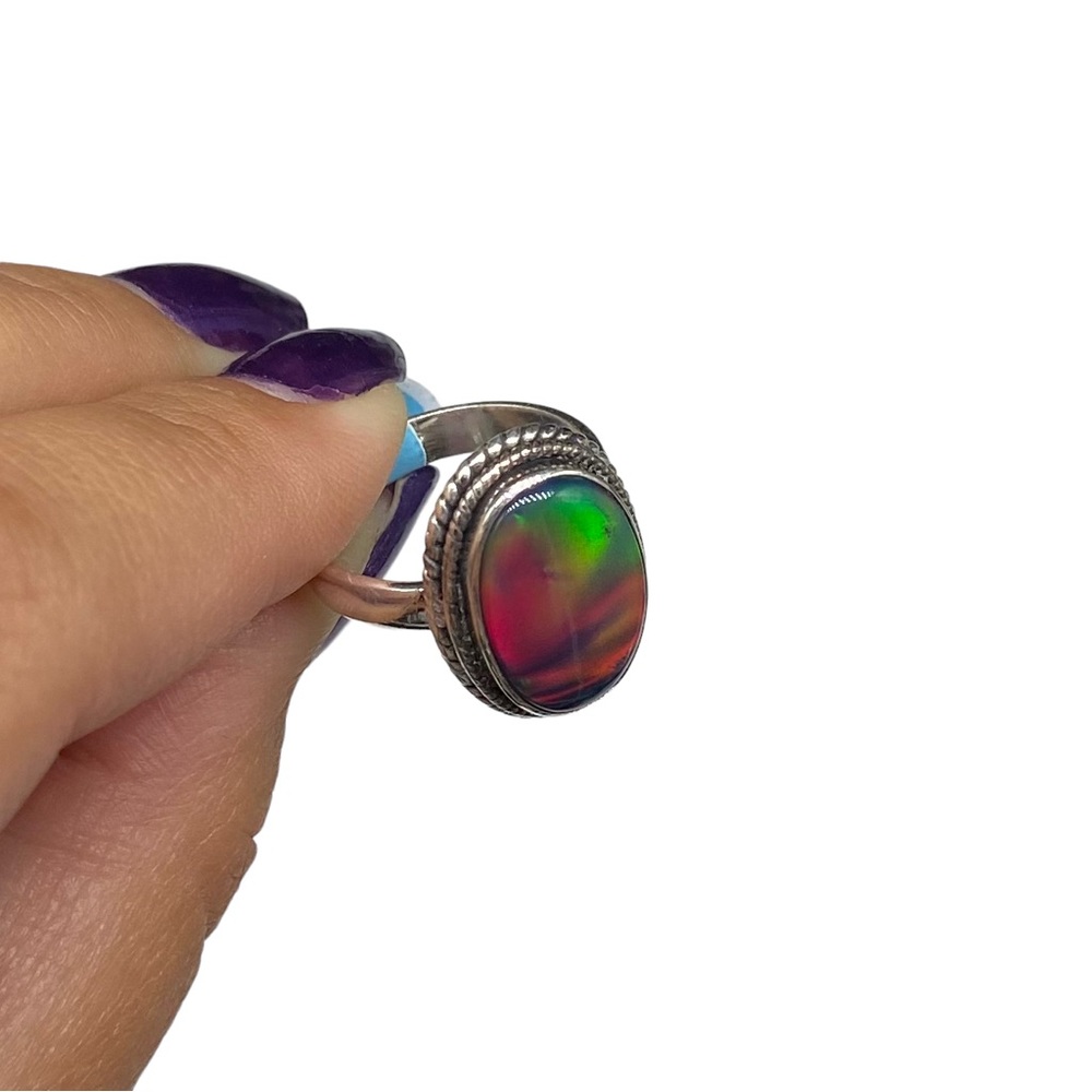 Aura Fire Opal Solid Sterling Silver 925. - image 5